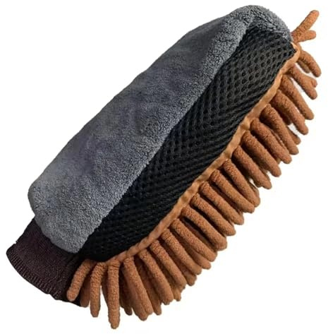 WEQYFDC Biltvättshandske mikrofiber biltvätthandskar, vattentät handske, mjuk rygg, dubbelsidig, vaxborste rengöringsverktyg