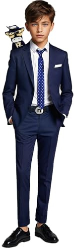 Black n Bianco Signature Boys' Slim Fit Suit in Navy Size 16