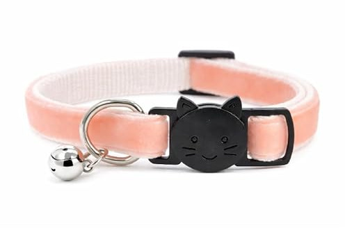 Sammet katt/kattunge halsband – säker snabbutlösning krage | justerbar för att passa de flesta inhemska katter/kattungar (välj lämplig storlek) (persikosammet, kattunge krage (15 cm - 23 cm)