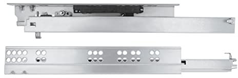 Amig - Lot de 2 guides coulissants Mod.45 en acier zingué pour tiroirs de meubles ou armoires à retrait total auto-fermeture et ouverture push, résistance : 25 kg/paire Dimensions : 300 mm, argent