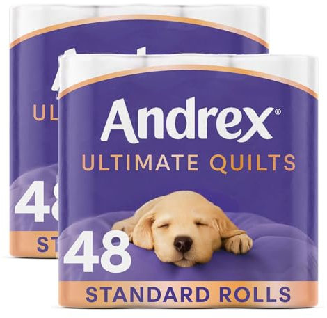 Andrex Toilet Roll Supreme Quilts Fragrance-Free 3 Ply Toilet Paper, 48 Rolls