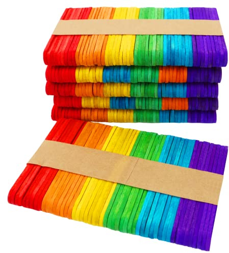 OWLKELA 300PCS Mini Coloured Lollipop Sticks 2.5 inch, Wood Lolly Craft Sticks, Lolly Sticks for Home and School Crafts, Popsicle Sticks, Ideal for Arts and Handwork