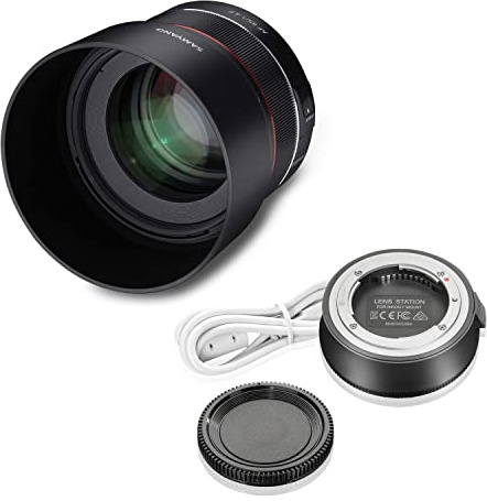 Samyang AF 85 mm F1.4 F + estación de Lente para Nikon F – 85 mm de Distancia Focal Fija, Enfoque automático, Objetivo Completo para Nikon sin Espejo y réflex DSLR de Formato Completo y cámaras APS-C