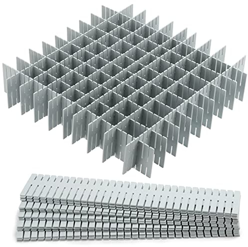 acDesign 40Pcs Grid Drawer Dividers, Adjustable Drawer Organizer for Socks, Underwear, Lingerie, Makeup, Bedroom Office Kitchen Storage (Grey)