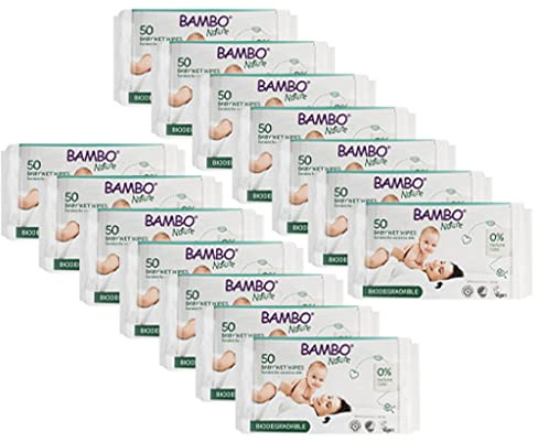 Lingettes Humide Biodégradables Bébé Bambou Nature Pack 14 x 50UN (700 lingettes)