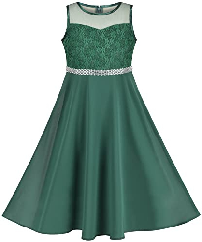 Sunny Fashion Robe Fille Rhinestone Mousseline de Soie Demoiselle d'honneur Bal de Danse Maxi Robe 6-14 Ans