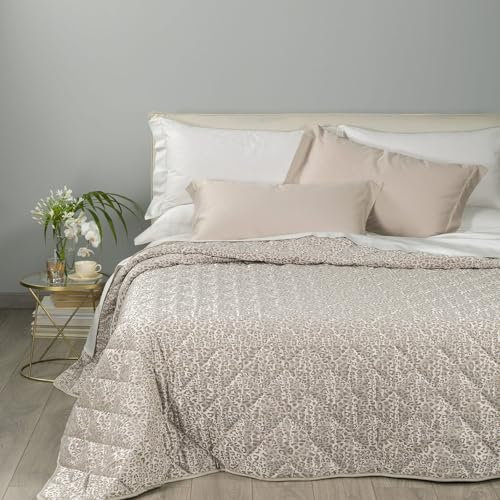 Caleffi Tagesdecke, Decke für Doppelbett, gesteppt, aus Baumwollsatin, Jaquard Art. Leopard, für Doppelbetten