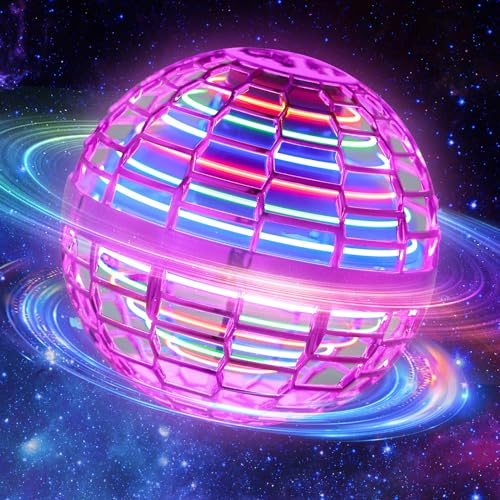 MERRYHOME 2026 Flying Orb Ball Toy: Boomerang Hover Ball Flying Toys, Magic RGB Lights Controller Mini Drone, Floating Ball Toy Fly Spinners Cool Stuff for Kids Adults Birthday Gift (Pink)