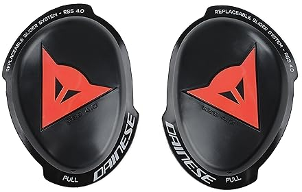 Dainese - Knee Slider Rss 4.0 - Full Kit, Saponetta Protezione Ginocchio per Moto, Unisex, Nero/Rosso Fluo, N