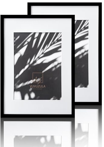VUVUZULA A2 Frame Black Picture Frames A2 Black Frame A2 Photo Poster Frame with A3 Mount Set of 2 with Perspex Glass