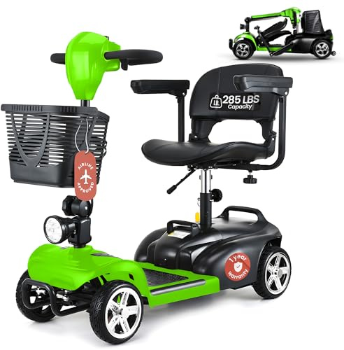 DECOMIL Portable Mobility Scooter for Seniors, Foldable Electric Powered Scooter. 300 LBS Capacity, Medical Travel Scooter for Adults, 4 Wheels, Lightweight(85 lbs)