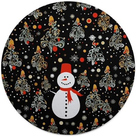 Rundes Strandtuch, Schneemann und Bäume, bedruckte Reisedecke, personalisierte Decke, Yoga-Decke, Mikrofaser, Strandtuch, dicke Tischdecke, Unisex