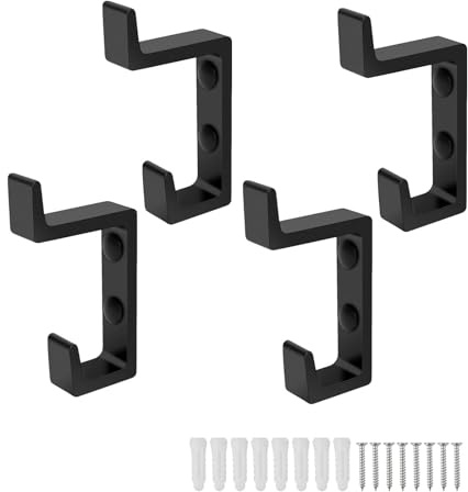 0XBIT Crochet Porte Manteau, 4 Pièces Patère Murale en Aluminium, Porte Serviette Salle de Bain Noir, Patère Adaptée au Vestiaire, Chambre à Coucher, Crochet Mural