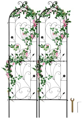 VEVOR Treillis Jardin pour Plantes grimpantes, 38 x 152 cm, Treillis Fleurs de Jardin en métal antirouille, Treillis de rosiers grimpants extérieur, Support de concombres, pour Cours, pelouses, 2pcs