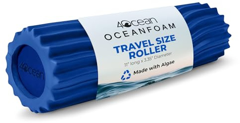Oceanfoam x 4ocean Ripple Roller (Royal Blue) Limited Edition Muscle Roller | (11 x 3.35) Mini High-Density Foam Roller for Excercise, Massage, Yoga & Muscle Recovery - Firm Textured Travel Foam Roller