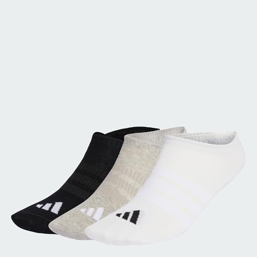adidas Mixte Thin&Light Sportswear No Show Socks 3 Pair Pack, medium grey heather/white/black, 37-40