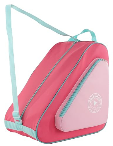 HEXIFUL Skate Bag to Carry Ice Skates, Inline Skates, Roller Skates and Quad Skates for Both Kids and Adults (Pink-Cherry/Mint 026)