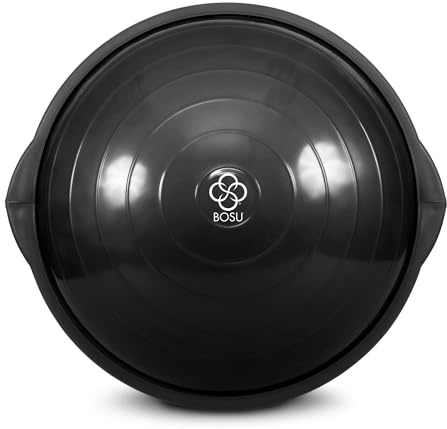 BOSU - Palla da Bilancio da 20 Pollici, Antiscivolo, Dimensione da Viaggio, per Casa e Palestra, Pod Trainer per Forza e Flessibilità con 6 Piedi in Gomma e Pompa Manuale, Nero