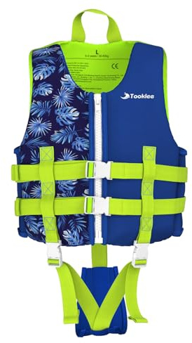 Schwimmweste Kinder 6-9 Jahre TÜV geprüfte, Neopren Schwimmhilfe Kinder mit verstellbare Sicherheitsgurte, Sicher & Komfortabel, Baby schwimmwesten für Jungen & Mädchen beim Schwimmtraining, Blau/L