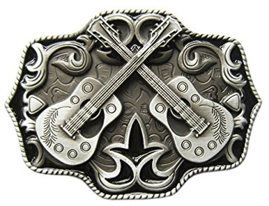 Schnalle123 Gürtelschnalle Country Music Musik Western Gitarre 3D Optik für Wechselgürtel Gürtel Schnalle Buckle Modell 111
