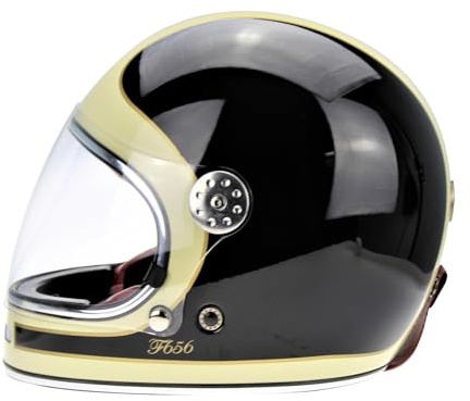ViPER F656 Full Face Motorcycle Motorbike Helmet ECE 22.06 Approved Vintage Motorbike Helmets for Adult Men and Women Touring Urban Bike Safety Wear Full Face Helmet (Black/White,XL)