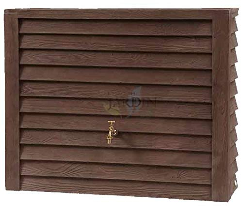 Polyethylen-Tank mit 350 Litern. Dunkelbraune Wand Woody. Inklusive Hahn. Abmessungen: Breite 124 cm, Tiefe 40 cm, Höhe 100 cm.