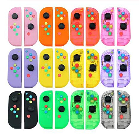 Ersättning full kåpa framsida handtag skal skal batteri mittenram platta + joystick keps + L R-knappar för Nintendo Switch Controller Joy-Con (rosa)