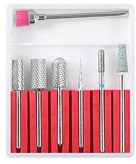 Juego de 7 brocas de uñas eléctricas de acero de tungsteno de 3/32 pulgadas, juego de limas de uñas eléctricas de acrílico para quitar manicura, pedicura, uso en el salón de belleza