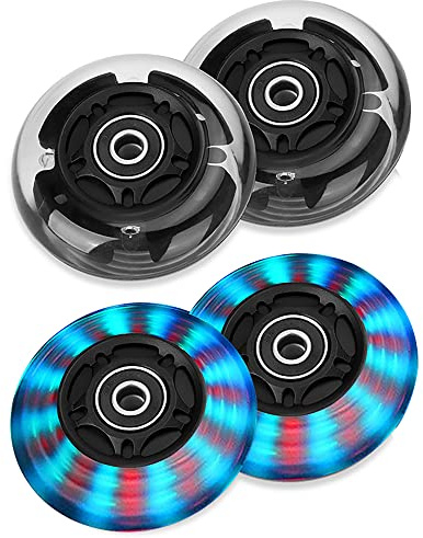 Lot de 2 roues de rechange à LED 80 mm avec roulement à billes ABEC9 pour trottinette Micro Globber Razor Roller K2 Inliner