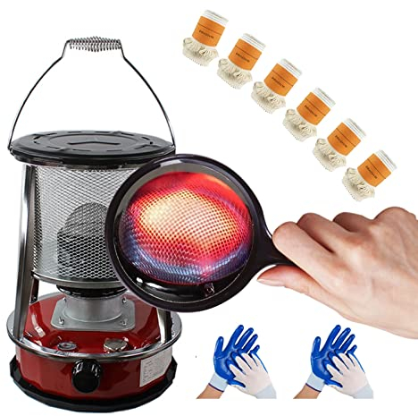Vendics Réchaud De Tente Chauffant Efficace, Réchaud Intérieur Au Kérosène Sans Électricité, Réchaud De Camping Avec Protection Contre Les Chutes Et 6 Mèches, Terrasse/Garage/Appartement/4.6L/Rouge
