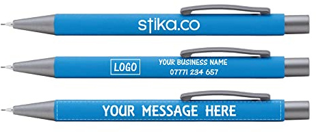 stika.co Personalised Ergo Soft Blue Mechanical Pencil - The Ultimate Writing Instrument for Comfort and Precision - Ideal for School, Work, and Promotional Events (Sample)