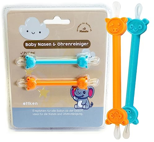 Nasen und Ohrenreiniger für Babys, Neugeborene & Kleinkinder - 2 in 1 Nasenpinzette Ohrenschmalzreiniger 2er Set - Aspirator Alternative