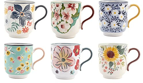 H&H Creamtea Lot de 6 Tasses en Porcelaine sans Soucoupe, 350 CC