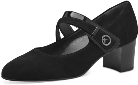 Tamaris Comfort Escarpins Mary Jane Femme Cuir à Bride, Black, 38 EU