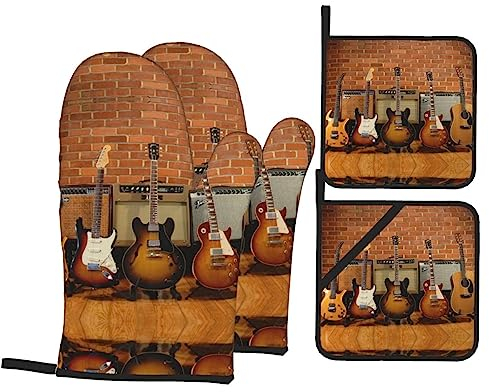 Set di 4 guanti impermeabili antiscivolo per la cottura della cottura del barbecue guanti da forno resistenti al calore