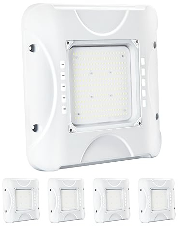 Parmida (4 Pack) LED Canopy Light, 150W, 0-10V Dimmable, 100-277VAC, IP65 Waterproof, ETL, Shop Light, 5700K, 16.5 x 16.5, Gas Station, Warehouse, Street, Area & Outdoor Lighting, Commercial Grade