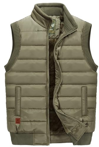 OlyljpinZ Hommes Hiver Polaire Pêche Gilet Zippée Casual Chaud Manteau Vest sans Manche Manteau Blouson Gilet de Photographie en Plein air avec Plusieurs Poches