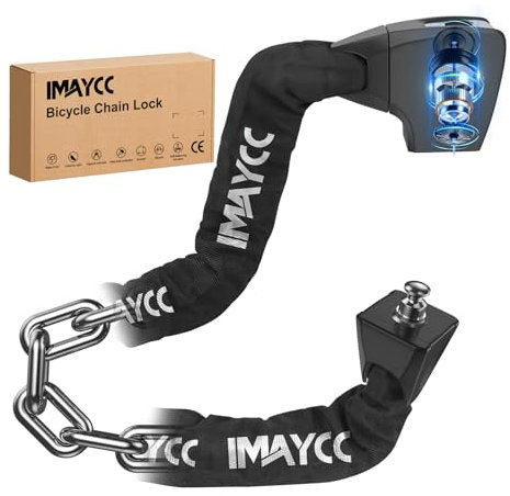 IMAYCC Fahrradschloss Hohe Sicherheit 8MM, Anti-Diebstahl Fahrrad Kettenschloss mit Schlüssel, Alloy Lock Körper und Staubgeschützt Hülse,Bike Lock für E Scooter, E Bike, Cityroller, Motorrad.