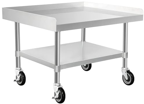 HARDURA Stainless Steel Equipment Work Stand 30 x 36 Prep Table with Under Shelf and Caster for Commercial & Workplace, Home, Hotel, Garage