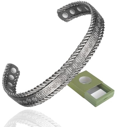YINOX superstarkt magnetiskt koppararmband för män och kvinnor, klassiskt retro koppararmband, inklusive 8 överdimensionerade NdFeB-magneter och högkvalitativ presentförpackning (6,5 tum)