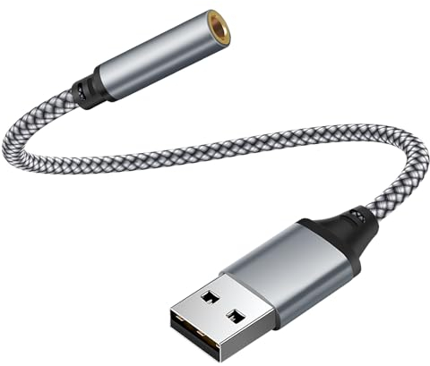 talNite Adattatore Audio USB a Jack da 3,5 mm Scheda Audio Stereo Esterna con DAC Supporto Microfonico Esterno TRRS a 4 poli Compatibile con MacBook, Surface, PS4/5, PC Windows, Adattatore per Cuffie