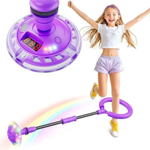 Hot Bee Ankle Skip Ball for Kids with Counter, Timer, Cal Calculator, Girl Birthday Gifts for Age 5 6 7 8 9 10+, Rechargeable Foldable Sports Toy Skip it Toy for Kids Xmas Present Purple