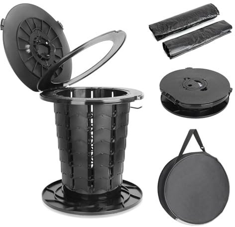 XWCHASA Faltbare Campingtoilette, Camping Klapptoilette mit Deckel, Mobile Camping Toilette mit 10 Stück Abfallbeutel, Ideal für Outdoor Camping, Wandern, Autofahrten, Angeln, Tragkraft bis 150kg