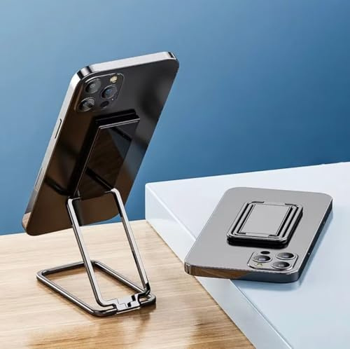 Msagkah metall-telefon-fingerringhållare, 360° vridning vikbar mobiltelefonhandtag för telefon eller platta (svart)