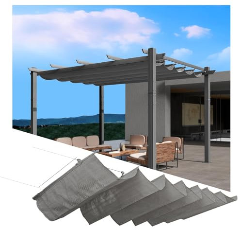 Auvent ondulé d'extérieur imperméable et rétractable pour jardin, tonnelle, terrasse, pergola (l 2 x L 3 m)