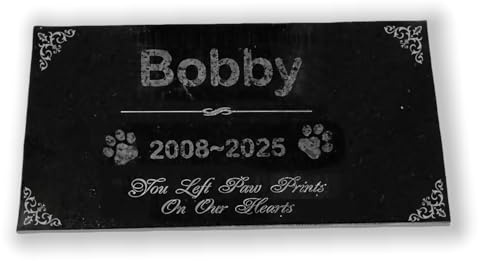 TSD Piedra conmemorativa de granito grabada personalizada, lápida negra para perros, gatos, piedra de jardín, nombre personalizado, fechas, mensajes, huellas de patas, 3 tamaños, regalos de