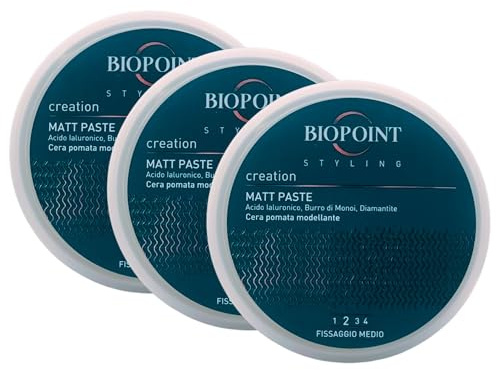 Cera Pomata Modellante Per Capelli MATT PASTE a Fissaggio Medio. Azione Idratante e Rinforzante 100ml (3 Unità)