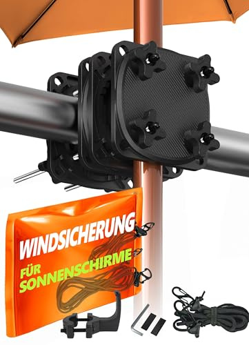 4smile Sonnenschirmhalter Balkongeländer 2.0 + Windsicherung, Mattschwarz | Schirmhalterung Balkongeländer als Sonnenschirmständer Balkon - Sonnenschirm Halterung Balkon mit Windsicherung für Schirme