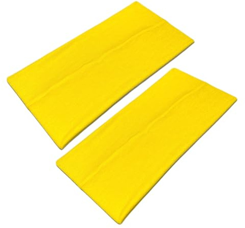 WESTEND CHOICE Extra Wide Headbands 11cm Plain Stretchy Kylie Head Band 2 Pack Unisex Bandeau Headbands for Women & Men Soft Hairbands Yoga Bandana Headband (Yellow)