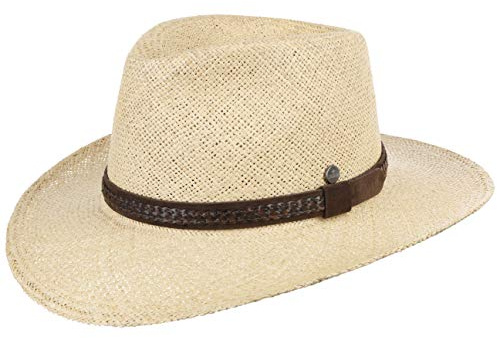 LIERYS Cappello Panama Walkerson Uomo - Made in Ecuador da Sole Paglia Estivo con Fascia Pelle Primavera/Estate Estate - L (58-59 cm) Natura
